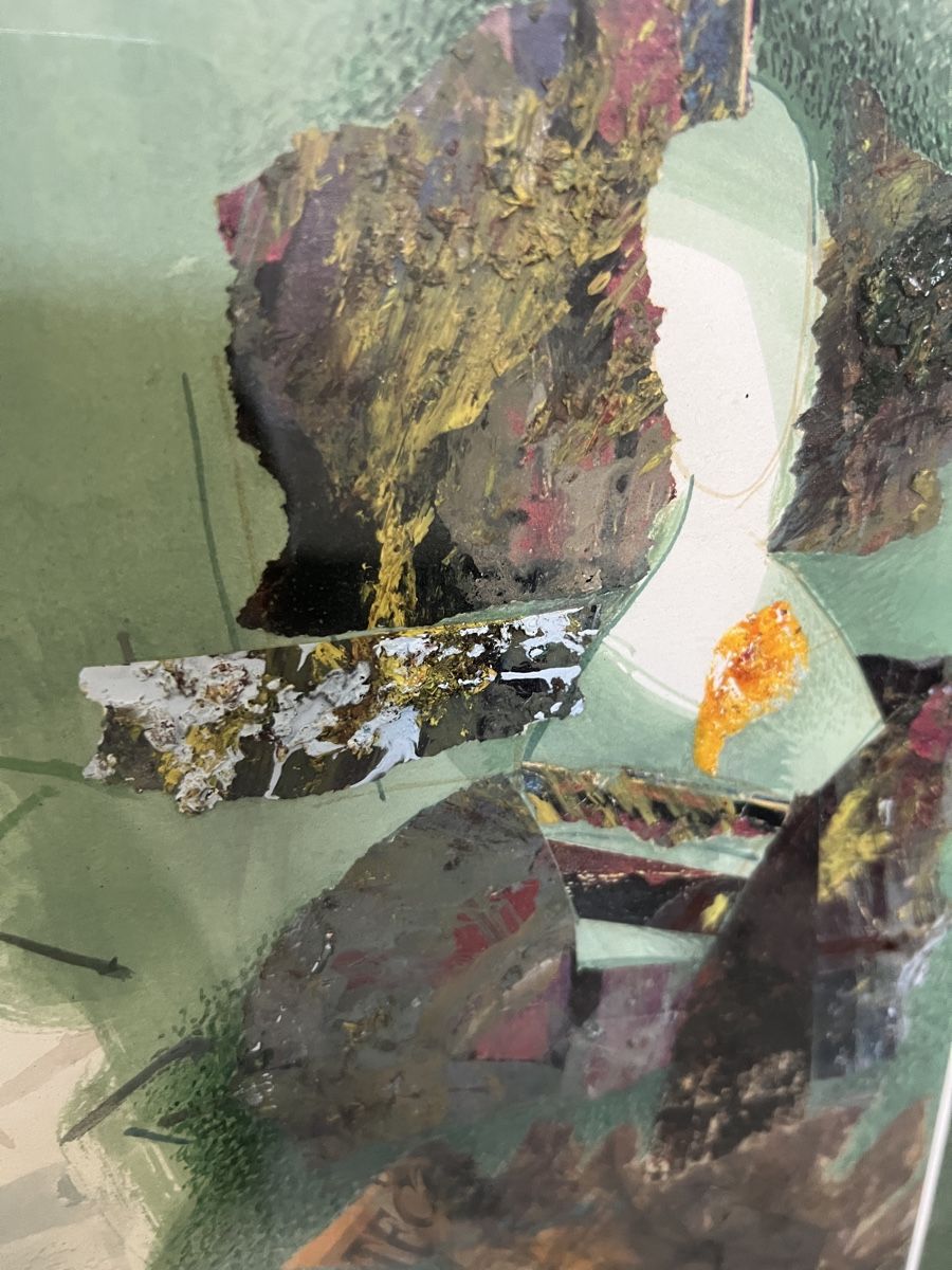 Gemälde: Tableau Abstrait  avec Cadre Doré, Chic! – Gebraucht aus Genève von Qanil77 2