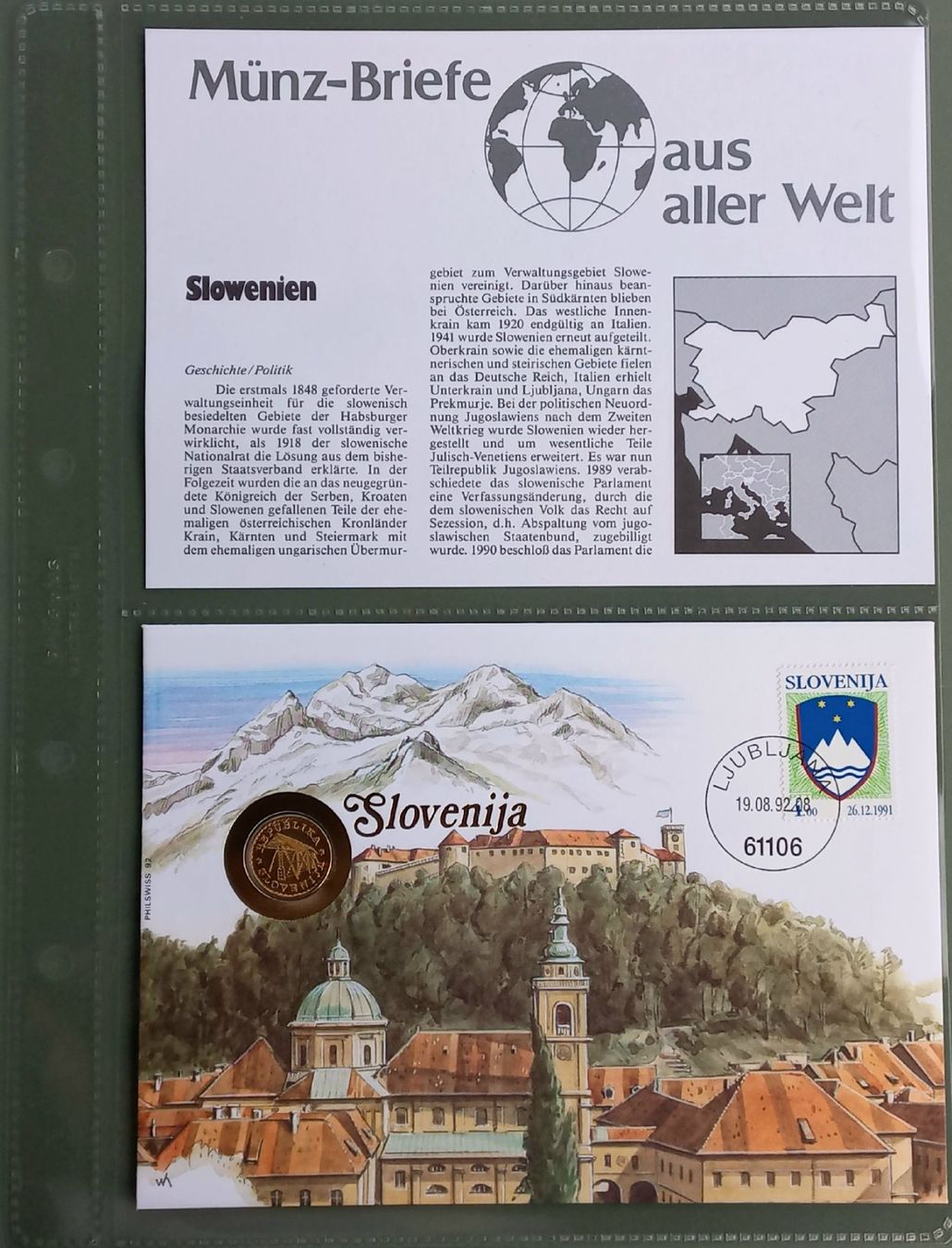 Tutti le monete: Münzbrief Slowenien 1992 – Usato da Niederuzwil venduto da lubimaja