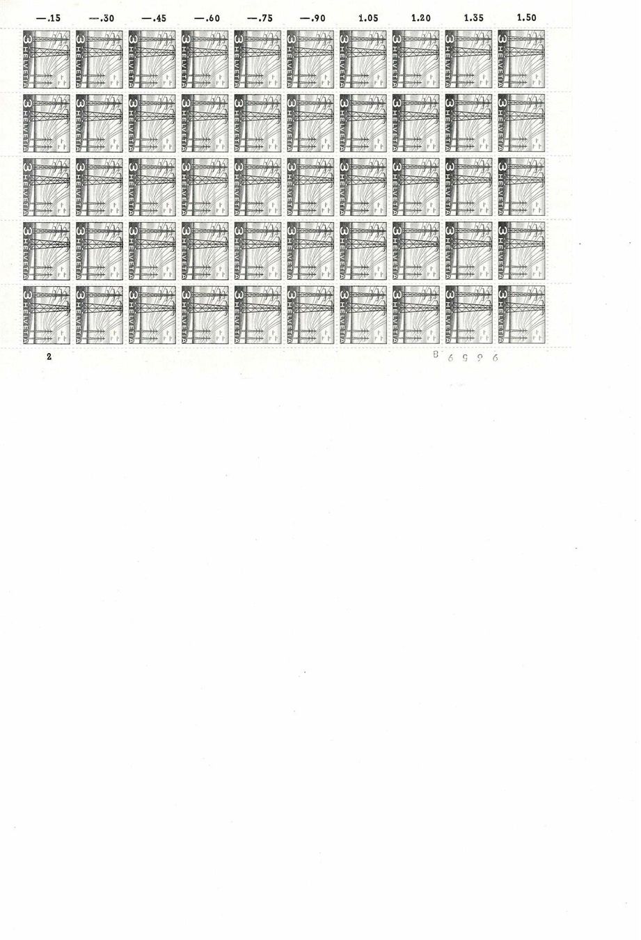 Tutti i francobolli: 297 3 Rp. Originalbogen ** – Nuovo (secondo la descrizione) da Lausanne venduto da Whorvath