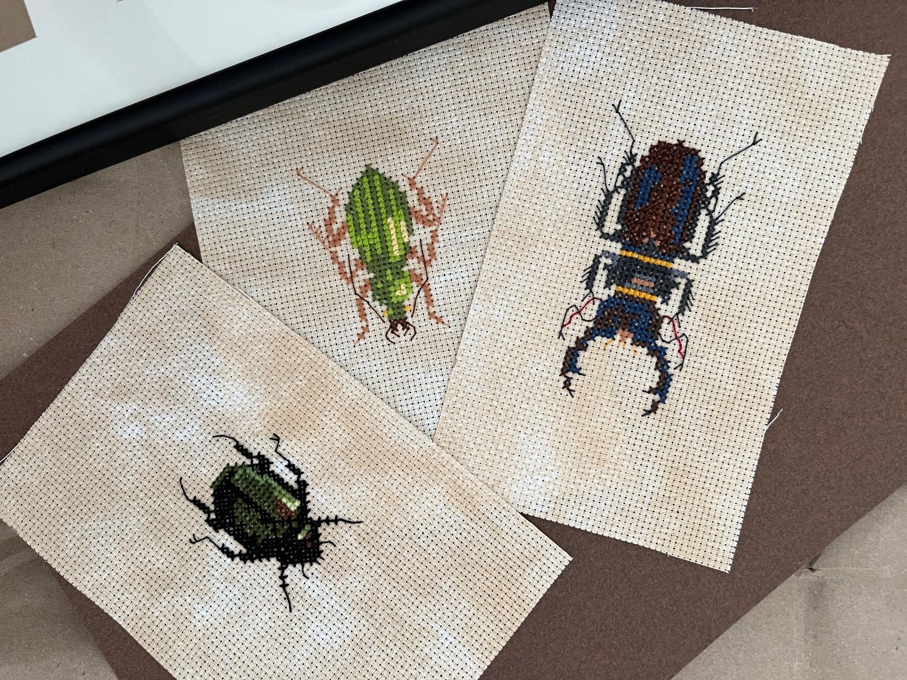 Tableaux: Trio d’insectes au point de croix – Neuf (Voir description) à Le Crêt-p-Semsales par staglione69 4