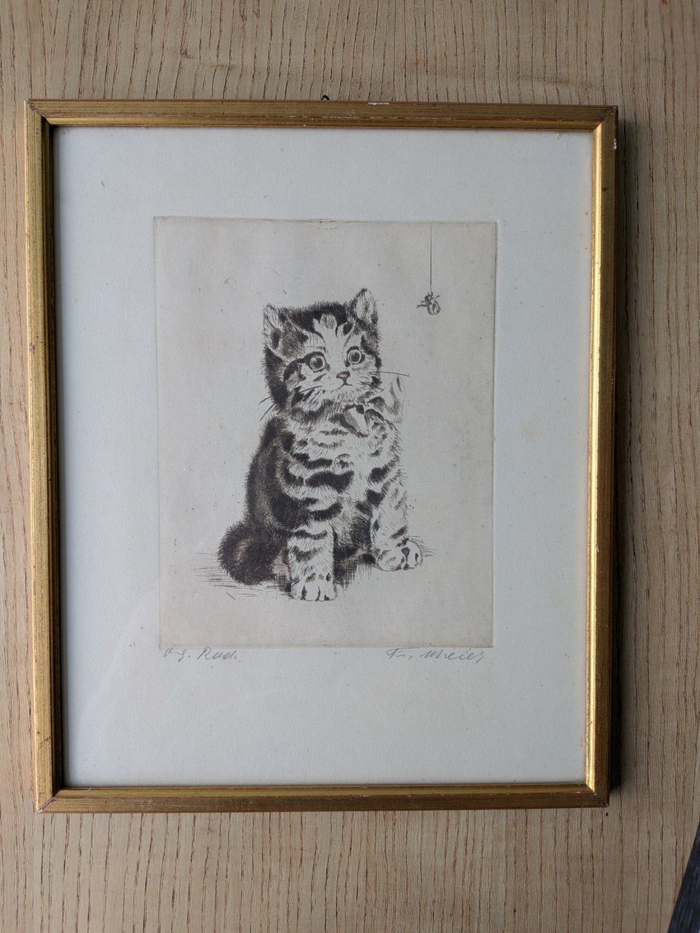 Grafica & Litografie: Original Radierung signiert, Katze mit Spinne – Usato da Emmen venduto da magelan 1