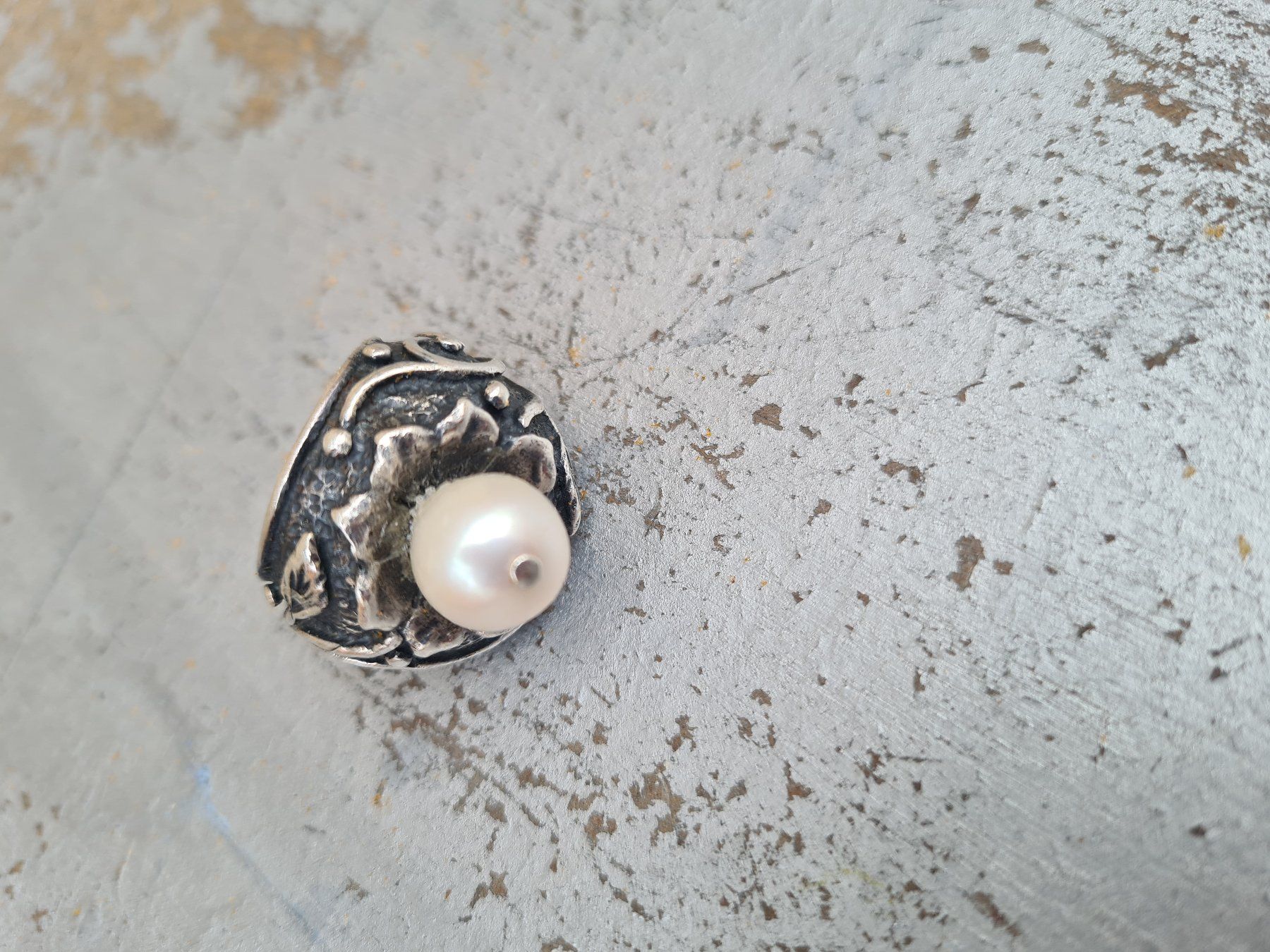 Anelli: Schmuck: Silber-Ring mit Zuchtperle-Nr. 8 – Usato da Romanshorn venduto da Rachacha 1