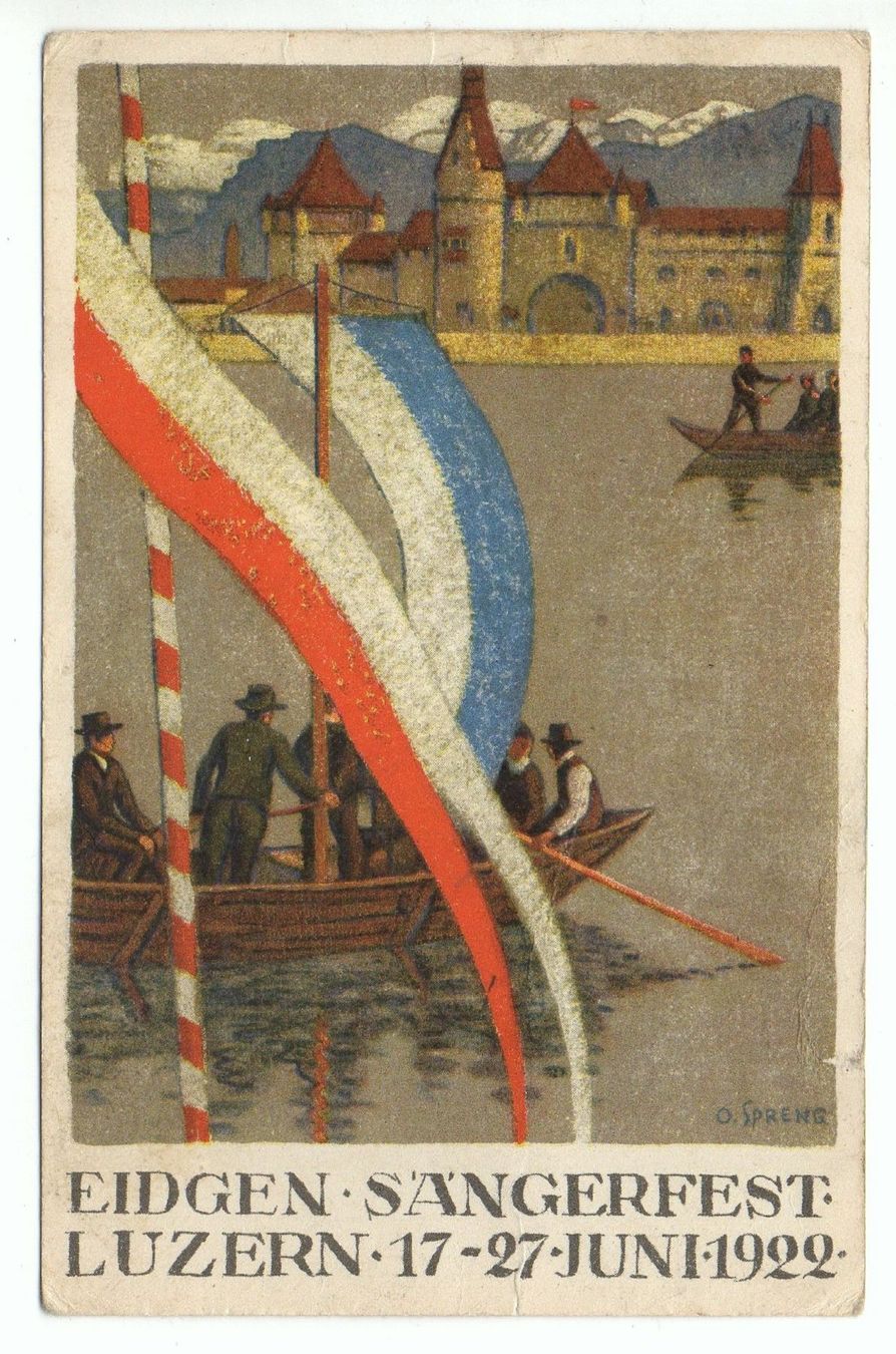 Cartoline postali: LITHO Eidgen. Sängerfest LUZERN 17 - 27. Juni 1922 – Usato da Jona venduto da philajona