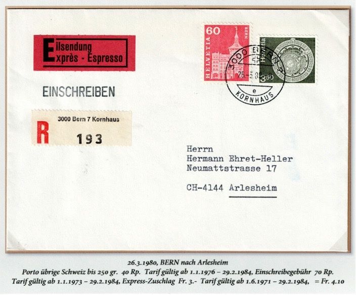 Tutti i francobolli: 2 Express Briefe nach Arlesheim – Usato da Reinach BL venduto da Eremitage 1