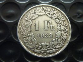 1 Fr.  1932 rar nur 0,50 Mio. Prägungen.