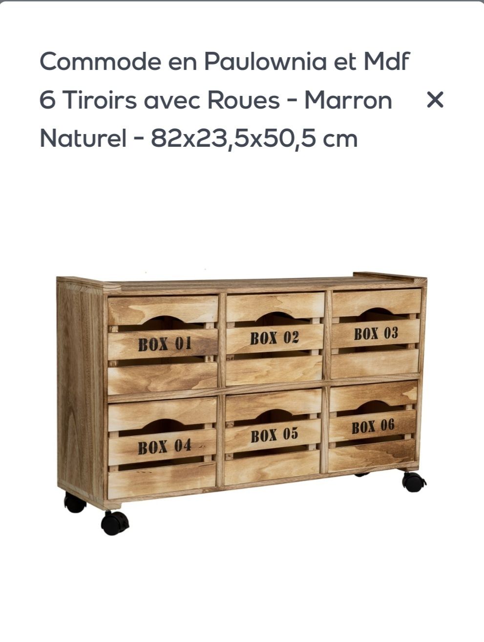 Cassettiere: Commode en Paulownia et Mdf 6 Tiroirs avec Roues. – Usato da Montreux venduto da Daisyy01
