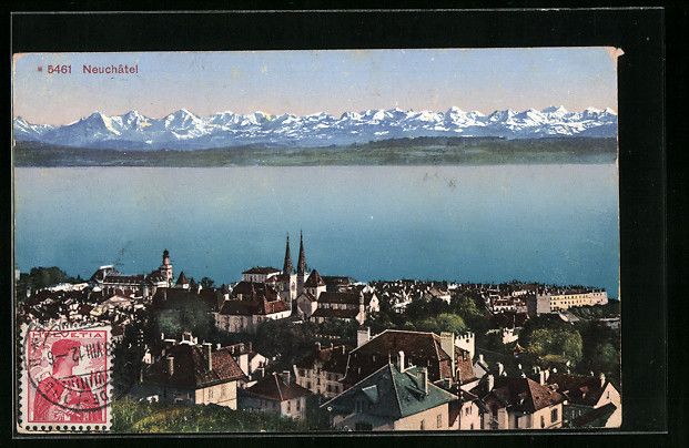 Ansichtskarten: AK Neuchâtel, Teilansicht mit Kirche – Gebraucht aus Berlin von bartko-reher