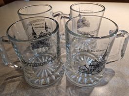 4 Biergläser Hochdorf Kirche St. Martin Glas Steinli 4er Set