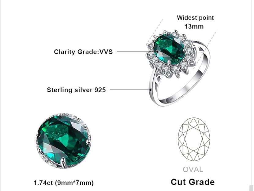 Sonstiger Schmuck: Set Sterling Silver 925 LadyDi ring & earrings Green – Neu und originalverpackt aus Frauenfeld von Vanityroom 4