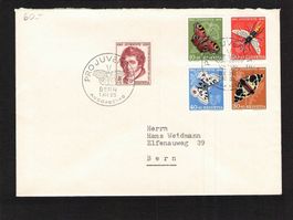Pro Juventute Erstagbrief Satz , gelaufen 1.Xll.55