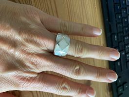 Ring Silber Perlmutt Einlagen / Grösse 56