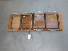 Aperoschalen 4er Set Teak Rauchglas vintage Danish