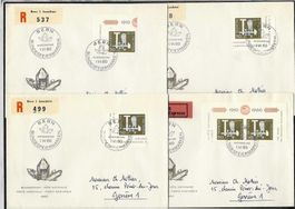 1960, B101 Blockausschnitt auf 4 illustr. FDC (15893)