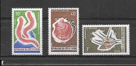 Elfenbeinküste Serie 391 - 393 Meeresfauna ** 23.10.1971