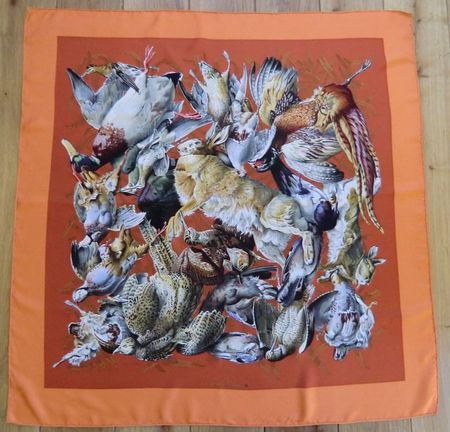 HERMES Vintage Foulard "GIBIERS", 1966
