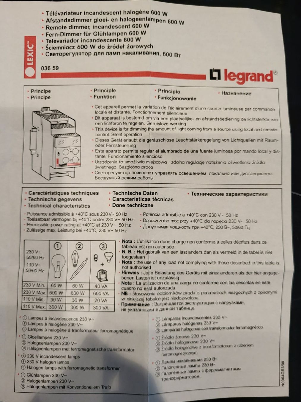 Legrand Interruttori: Ferndimmer Legrand 600W – Nuovo e nell'imballaggio originale da Romanshorn venduto da Elektriker-shop 2