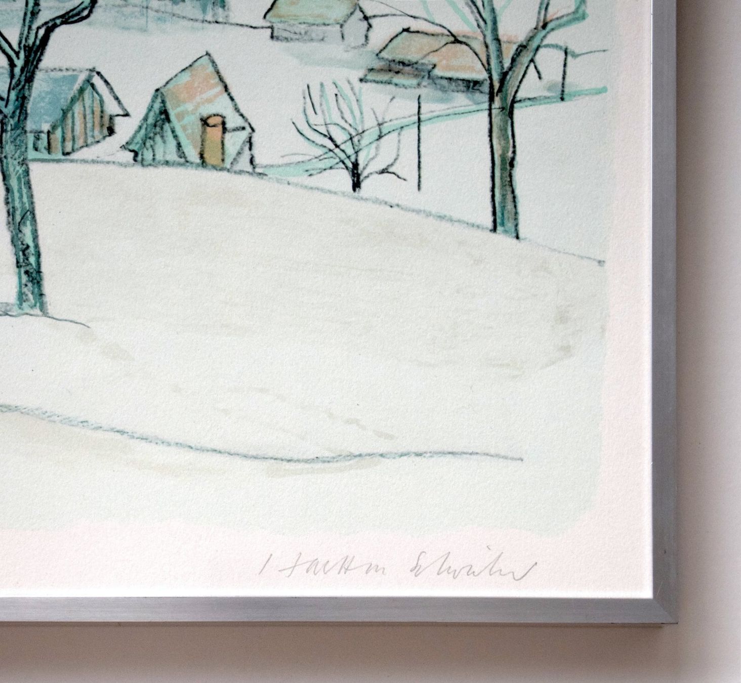Grafica & Litografie: Walter Haettenschweiler Winterlandschaft Landschaft Winter – Usato da Zürich venduto da Kunstvoll 7
