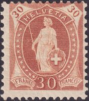 Stehende Helvetia: 68D ungebraucht +Originalgummi, 30.-+