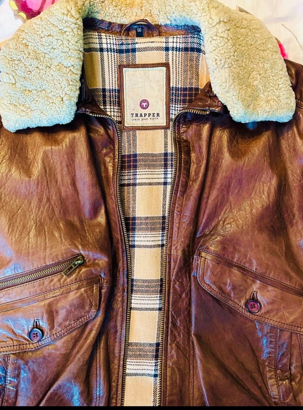 Jacken: Trapper Piloten Lederjacke Bomberjacke XL, Cognat – Gebraucht aus Stäfa von Phphch