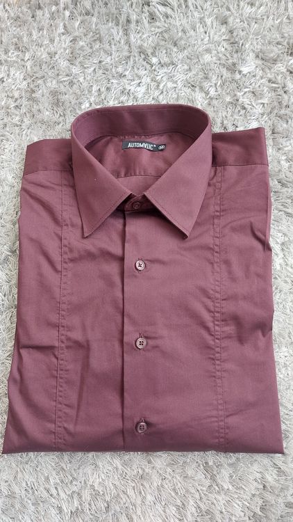Chemise Homme DR&N Bordeaux, Taille M, Coupe Slim Fit, 97% Coton