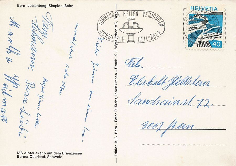 Cartoline postali: Brienzersee, MS INTERLAKEN gelaufen 1977 – Usato da Frauenfeld venduto da POML 1
