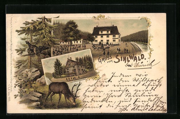 Cartoline postali: AK Sihlwald, Gasthaus Sihlwald, 1897 – Usato da Berlin venduto da bartko-reher