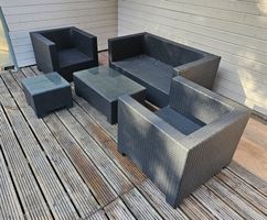 Rattan Gartenlounge Set mit 2 Beistelltische