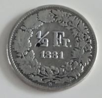 1/2 Franken 1881 Helvetia Münze Silber gute Erhaltung