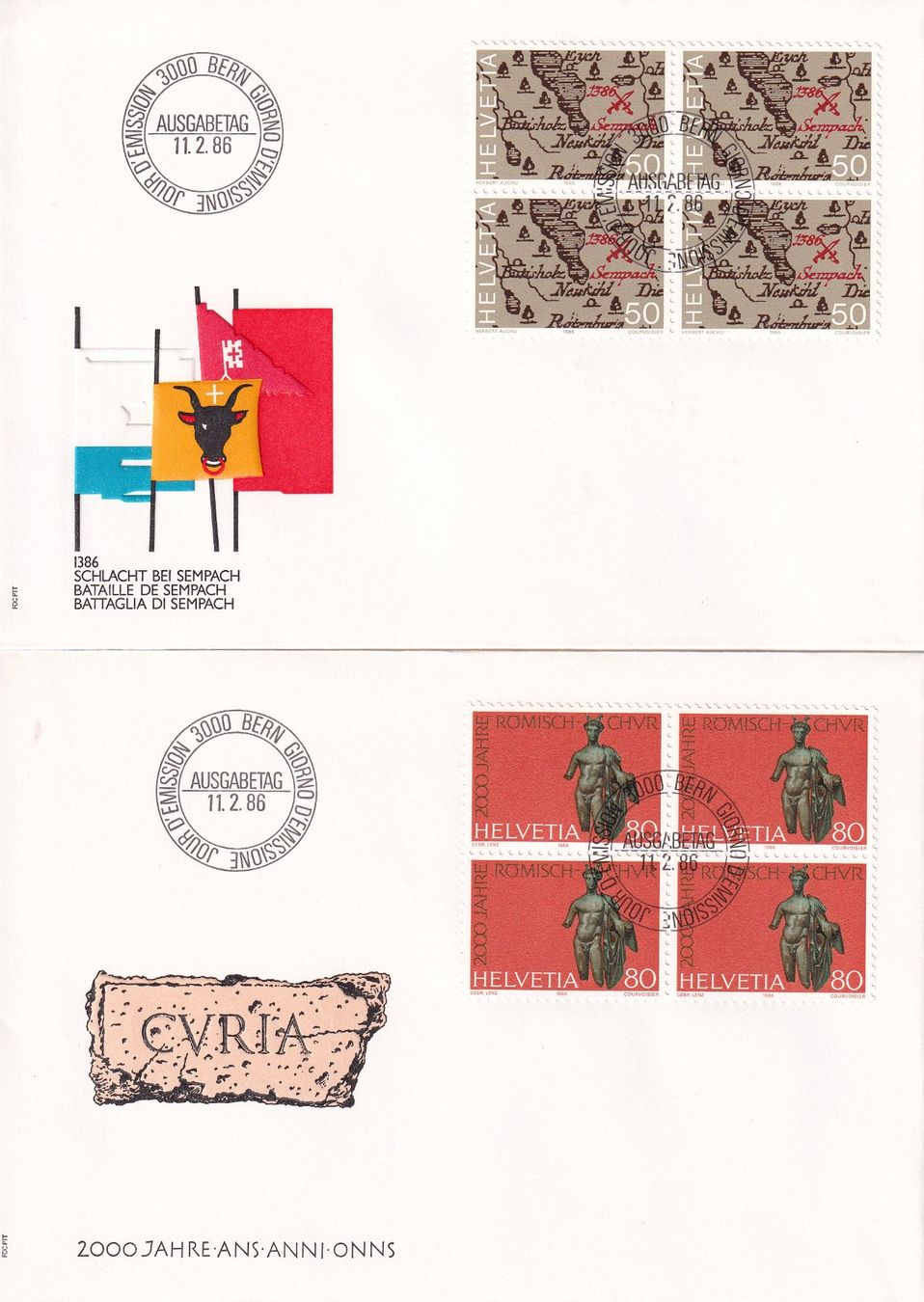 Tutti i francobolli: Lot 8 Briefe FDC 4er Block  1986 – Usato da Rossa venduto da becky05