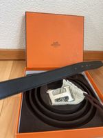 Hermès H Wendegürtel Leder Braun/Cognac mit palladiumfarbene