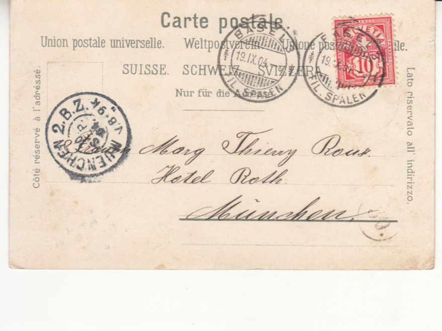 Cartoline postali: Basel 1904 mit ST Basel Spalen – Usato da Bürglen TG venduto da StampGraf 1