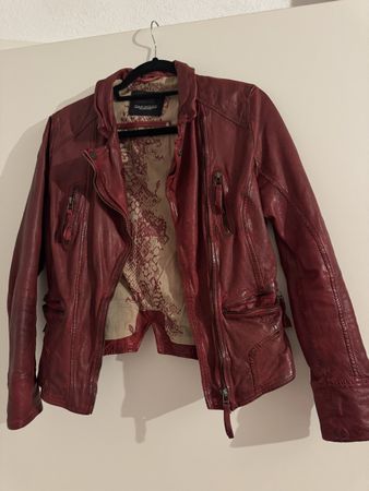 Oakwood Lederjacke, Grösse L, Bordeaux Rot - Top Zustand!