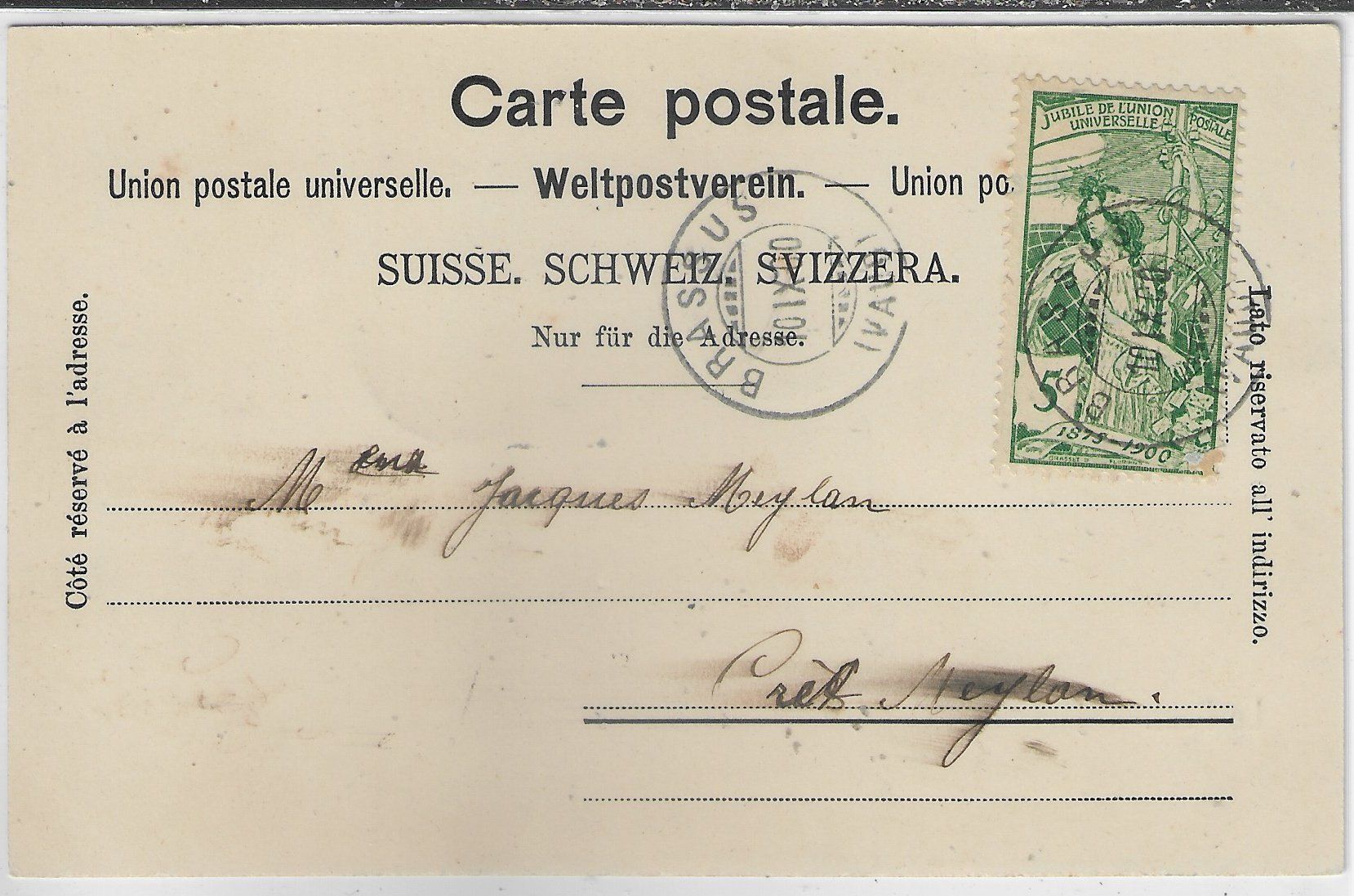 Cartoline postali: Le Pont - Vue generale - UPU 1900 – Usato da Ettingen venduto da Kartenplanet 1