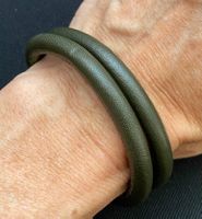Lederarmband 40cm, Verschluss magnetisch, Dunkelolive