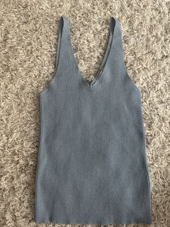 Light blue sparkly ribbed tank top size S, perfect for summe