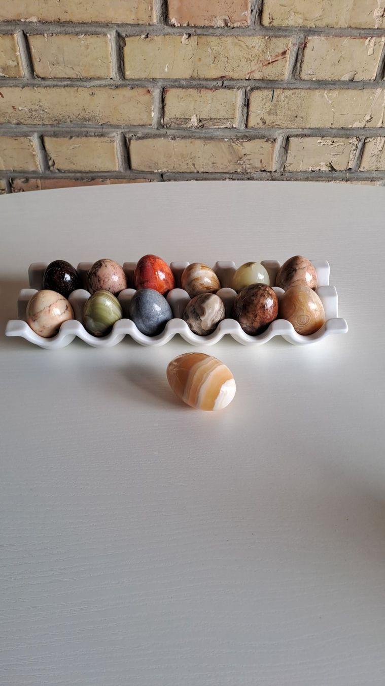 Minerali & Pietre curative: 13 Vintage Naturstein Eier Marmor Onyx mit Eierhalter – Usato da Rickenbach ZH venduto da Der-Insider 8