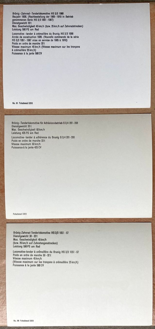 Cartoline postali: Brünig Dampflokomotiven - 3er-Set Postkarten – Usato da Versoix venduto da Decapod 1