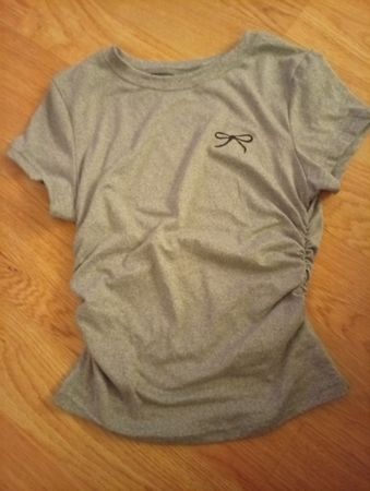 Damen T-Shirt grau Grösse S mit Raffung