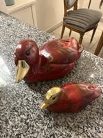 Dekorative Enten rot Messing 2 Stk guter Zustand