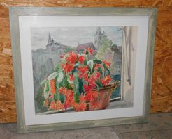 Kunst Zeichnung v Edwin Buchs signiert   Gemälde  78 x 61 cm