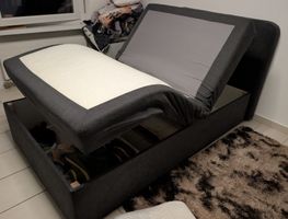 Polsterbett Elektrisch mit Bettkasten Grau
