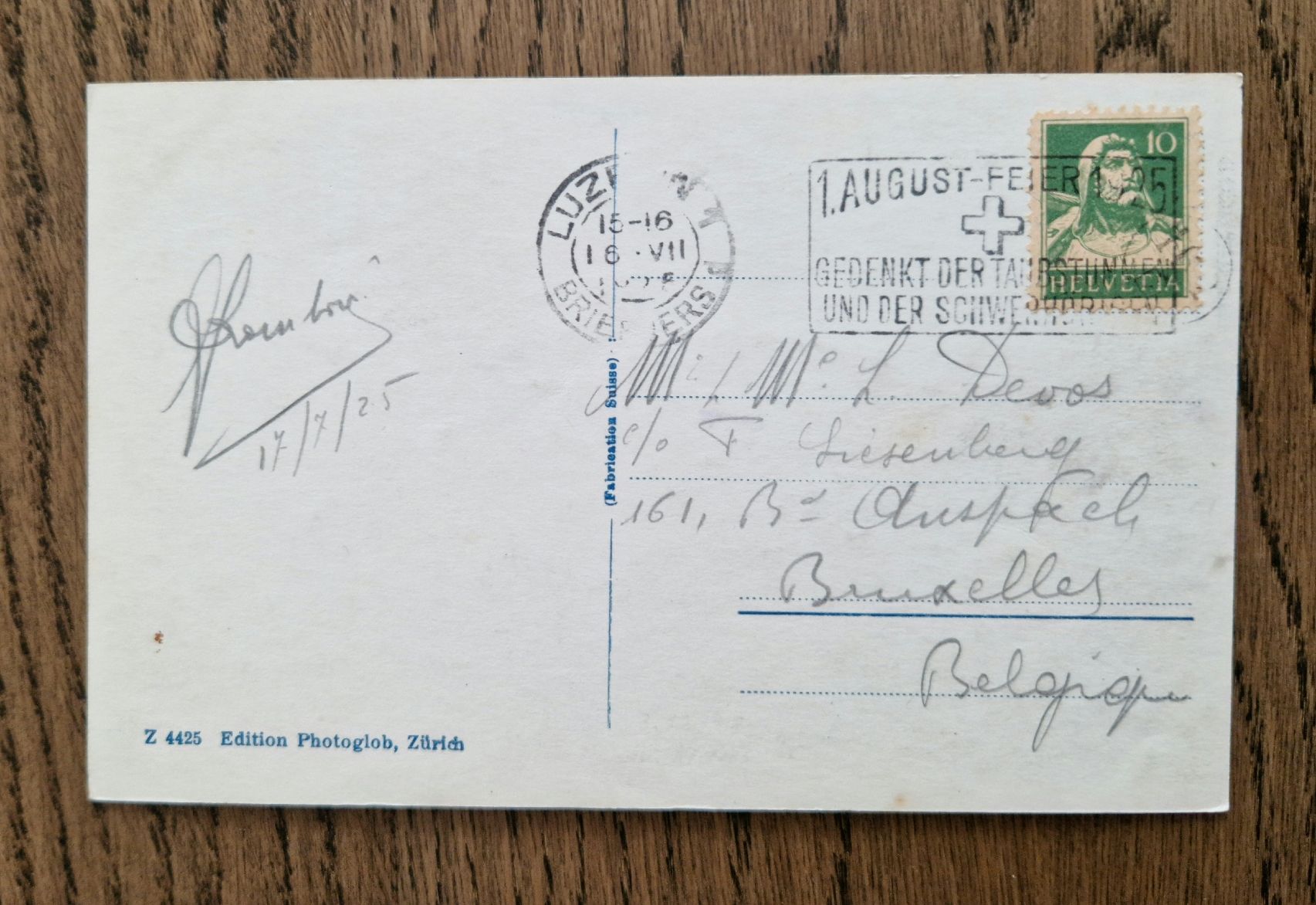 Cartoline postali: Flüelen 1925, 1. August Sonderstempel – Usato da Ebikon venduto da Donar50 1