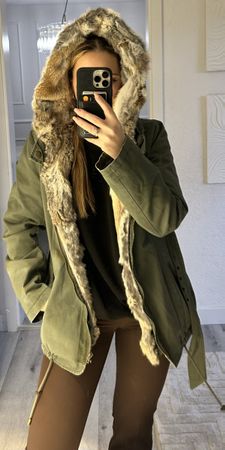 Echtfell Jacke, Khaki, S