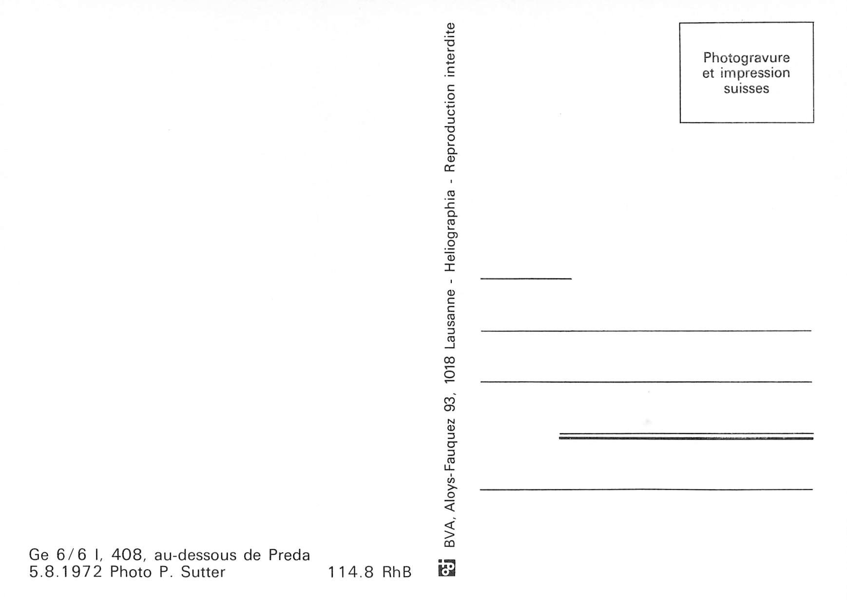Cartoline postali: GE 6/6 408 au dessous de Preda RhB – Usato da Biasca venduto da Blenio71 1