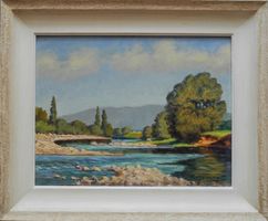 Aarelandschaft mit Jurafuss sign. C Moning 20 Jh.
