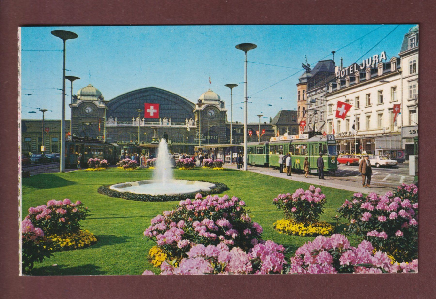Cartoline postali: BASEL - Bundesbahnhof - Tram – Usato da Pully venduto da nicecards-shop