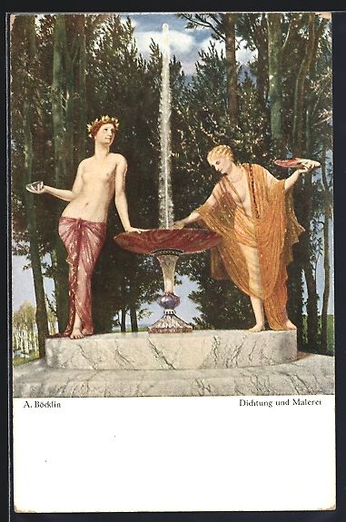 Ansichtskarten: Arnold Böcklin: Dichtung und Malerei, l – Gebraucht aus Berlin von bartko-reher