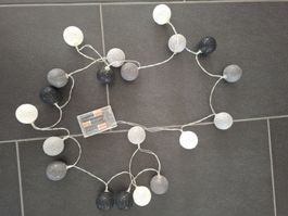 Lichterkette 20 Kugeln Batteriebetrieben Grau Weiss Schwarz
