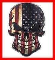 3D Aluminium Totenkopf Sticker U.S.A. Aufkleber Badge Patch