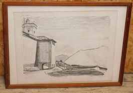 Kunst limitierte signierte antike Lithografie   75x56cm
